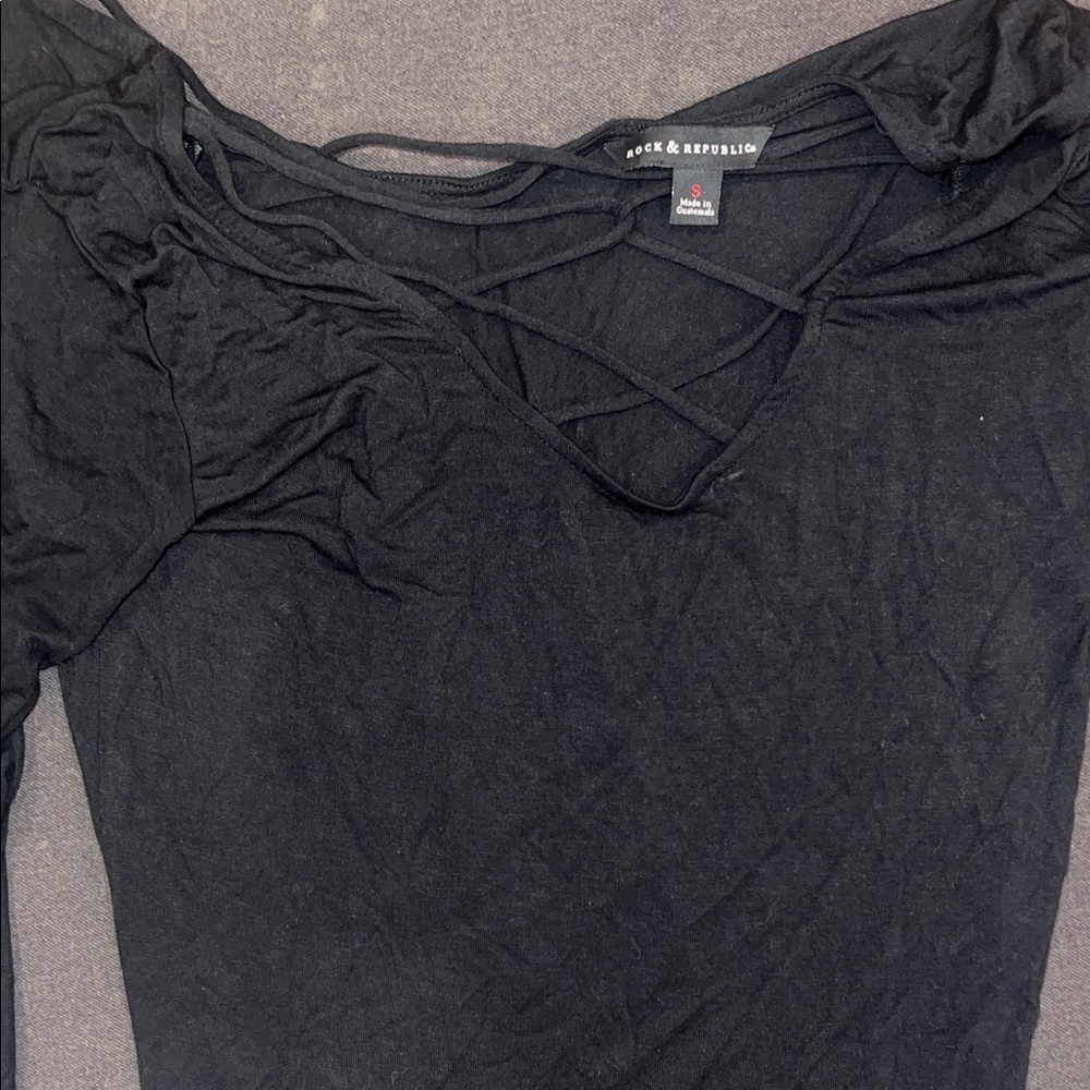 Rock & Republic Black Crisscross Top